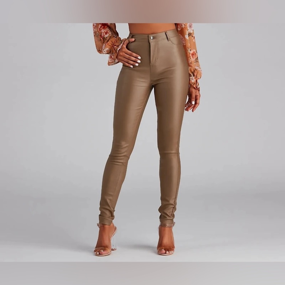 Brown Straight-Leg Pants